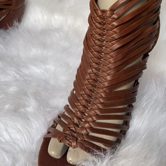 Rampage ladies brown leather open toe sandals Sz 9 - Picture 1 of 10